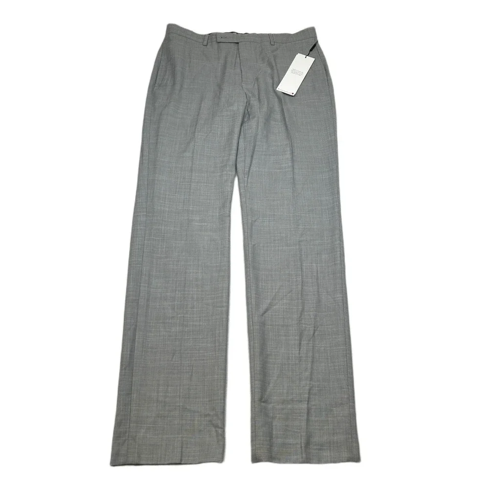 Calvin Klein Slim Fit Dress Pants Mens 34x34 Light Gray Tapered Leg Stretch‎ NEW